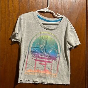 Justice Gray Tee with Vibrant Palm Design